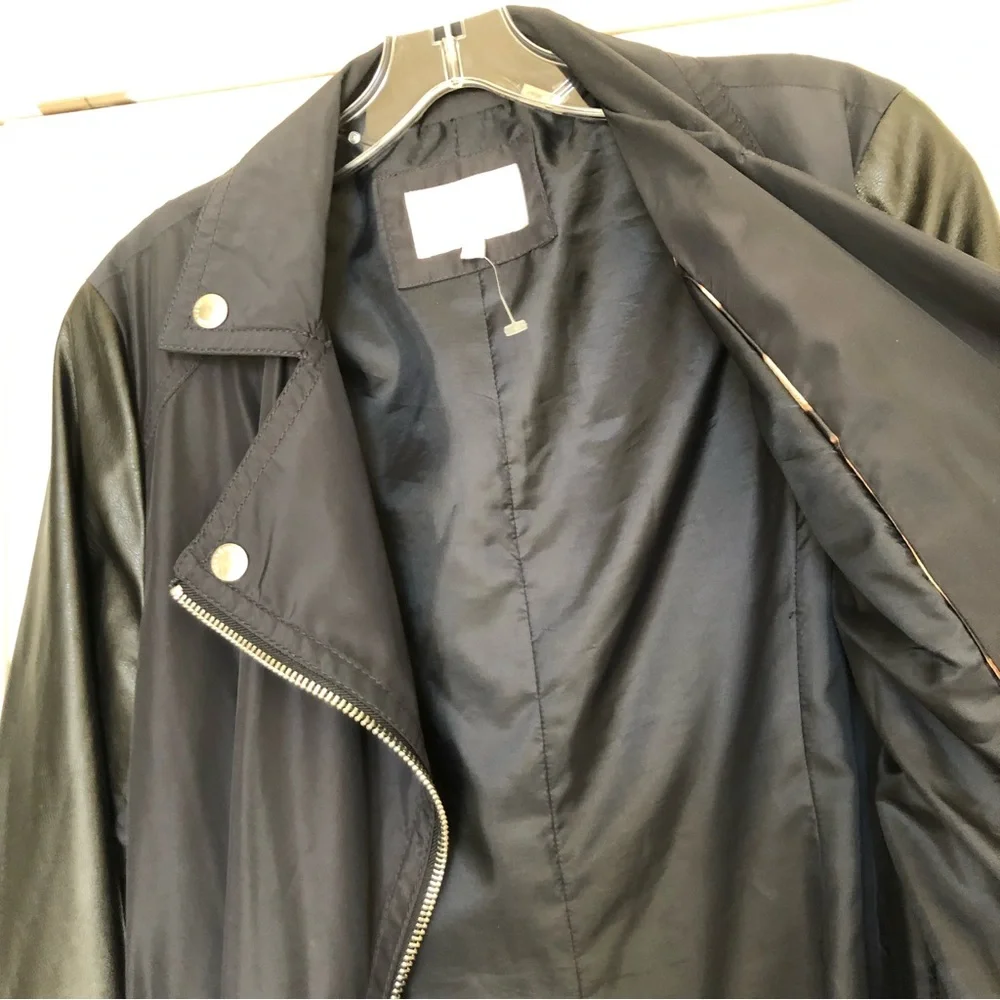 Laundry by Shelli Segal Women’s coat Black size Med faux Leather sleeves, NWOT - Picture 9 of 12